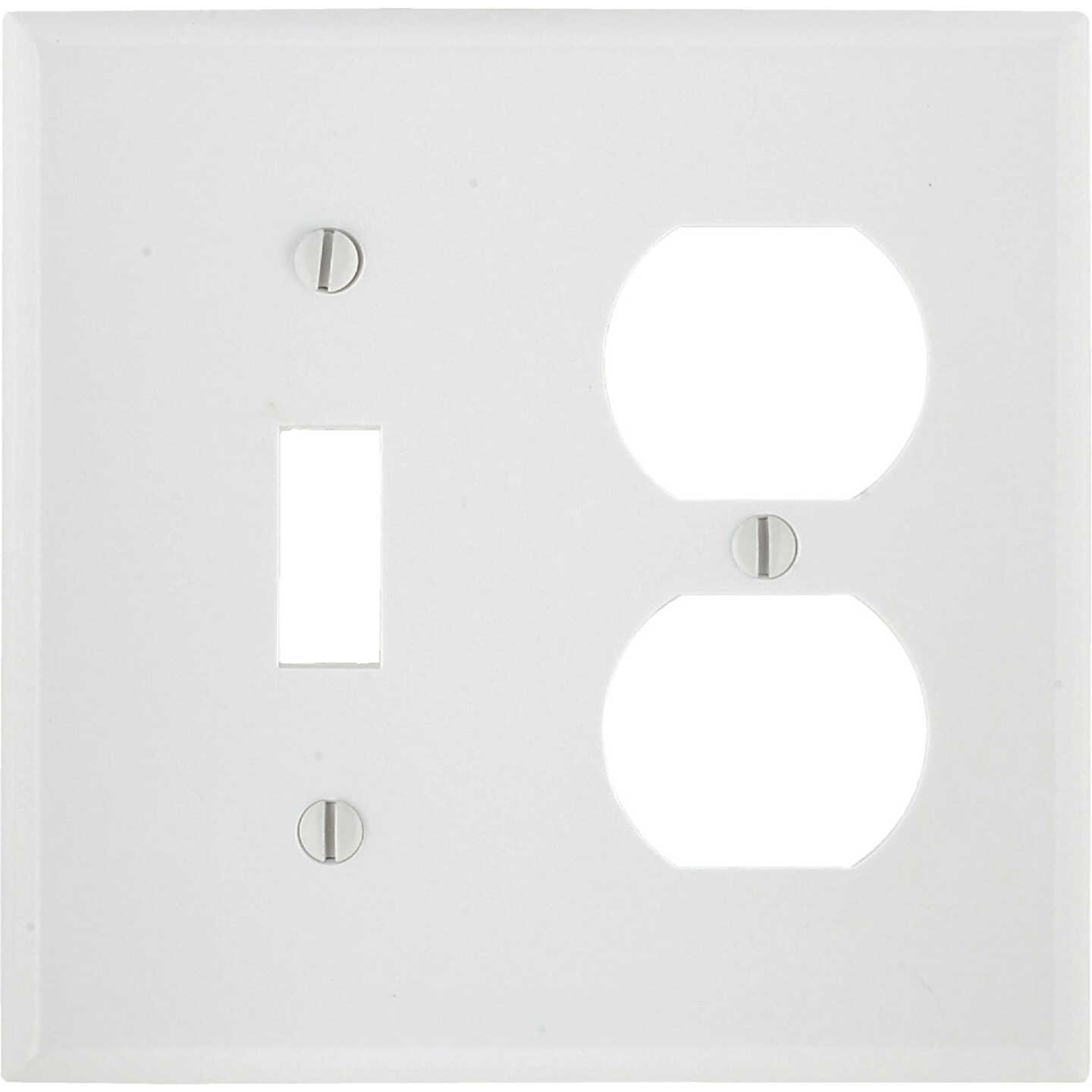 Leviton Oversized 2-Gang Thermoset Single Toggle/Duplex Outlet Wall Plate, White Image 1