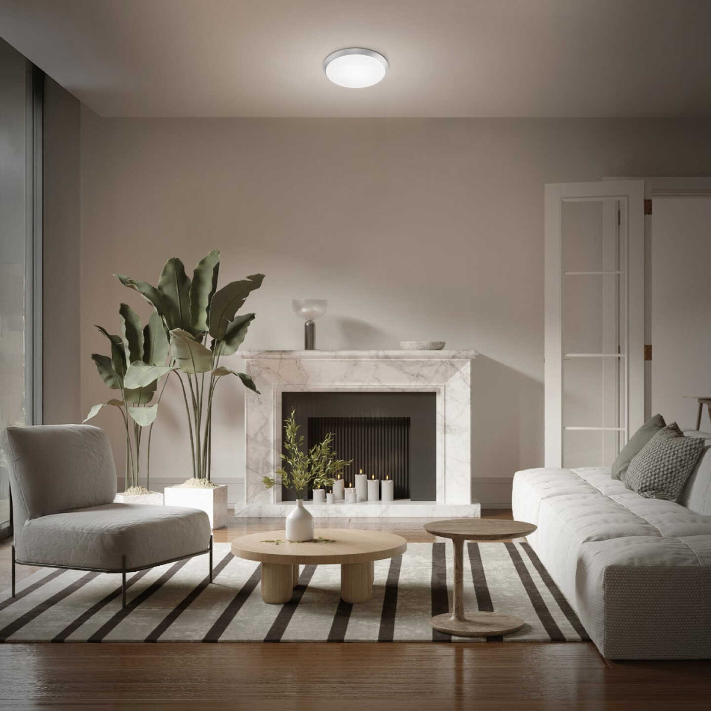 Feit 15 In. Brushed Nickel or Black LED Round CCT Disc Flush Mount Motion Ceiling Light Fixture Image 3