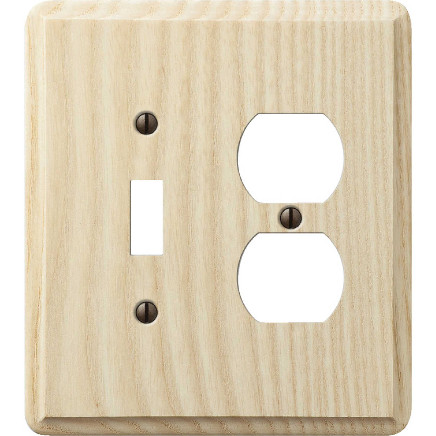 Amerelle 2-Gang Solid Ash Single Toggle/Duplex Outlet Wall Plate, Unfinished Ash Image 1