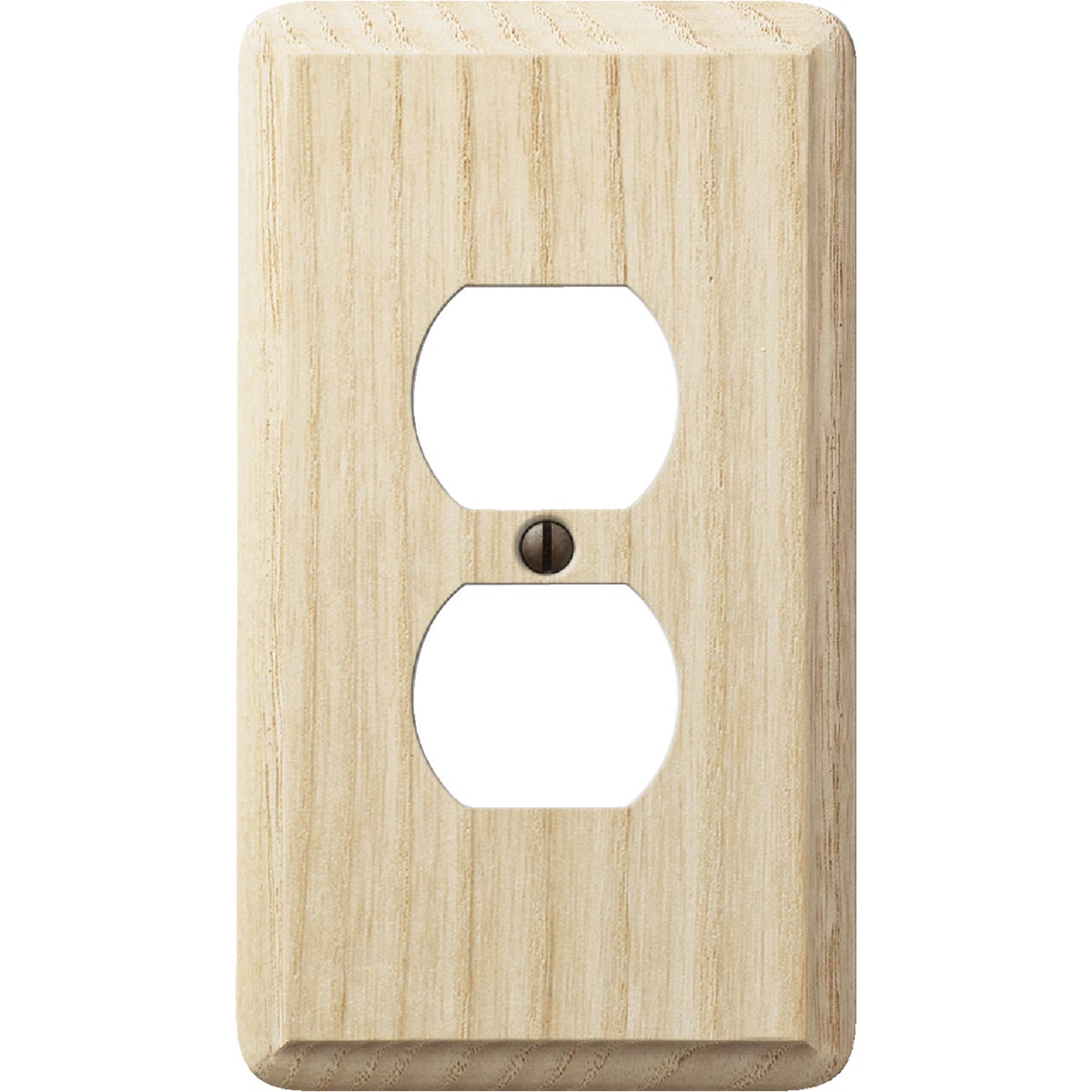 Amerelle 1-Gang Solid Oak Outlet Wall Plate, Unfinished Ash Image 1