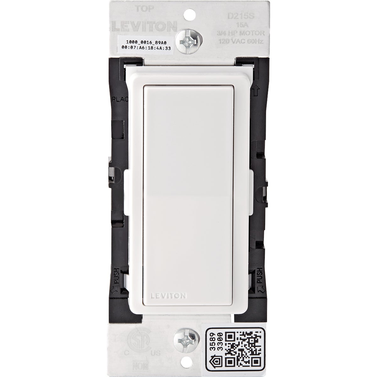 Leviton Decora Smart WiFi 15A 120V White Rocker Switch Image 1