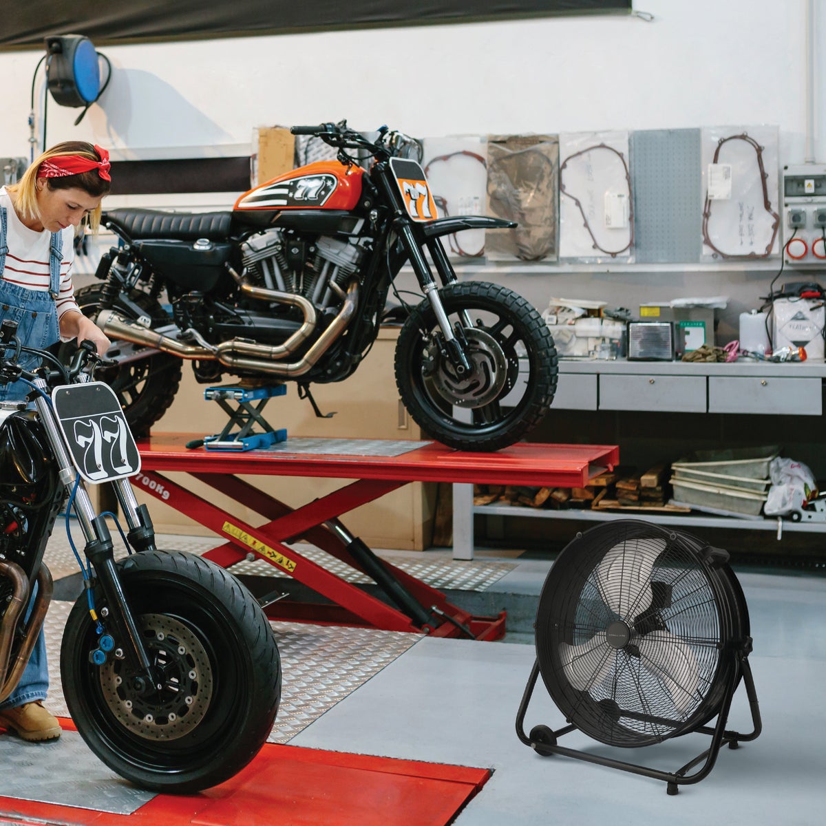 Denali Aire 24 In. Black 2-Speed High Velocity Tilting Drum Fan Image 2