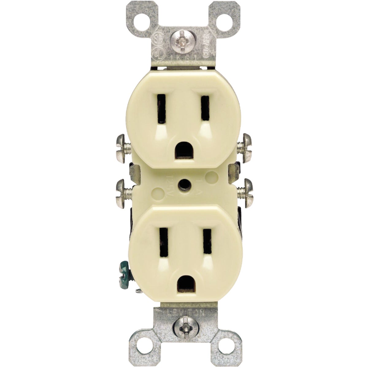 Leviton 15A Ivory Residential Grade 5-15R Copper/Aluminum Duplex Outlet Image 2