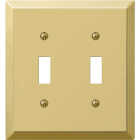 Amerelle 2-Gang Stamped Steel Toggle Switch Wall Plate, Polished Brass Image 1