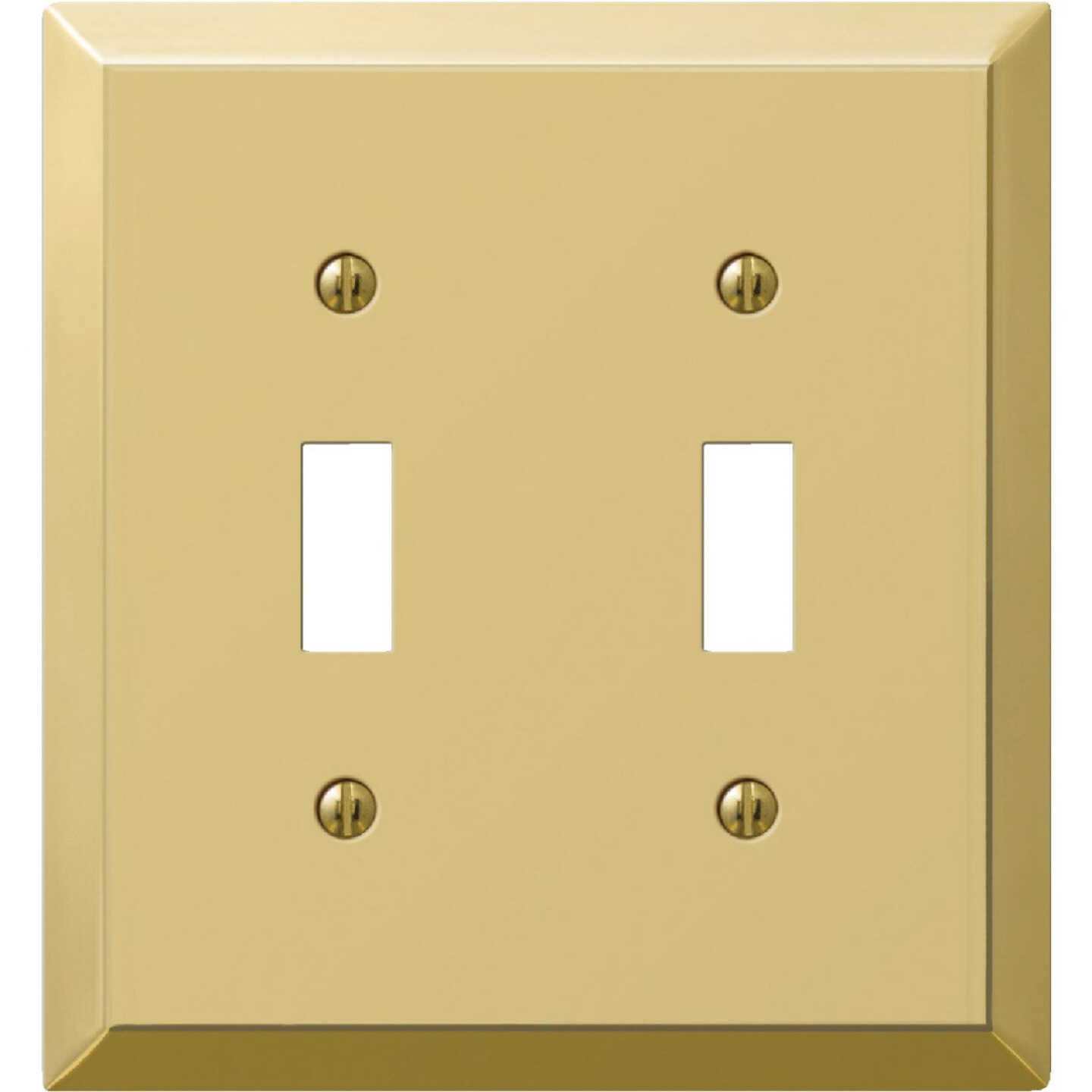 Amerelle 2-Gang Stamped Steel Toggle Switch Wall Plate, Polished Brass Image 1