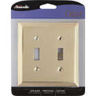 Amerelle 2-Gang Stamped Steel Toggle Switch Wall Plate, Polished Brass Image 2
