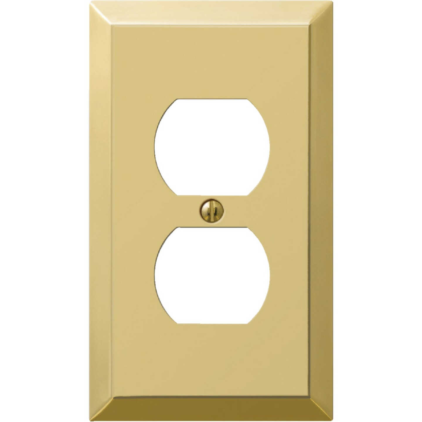 Amerelle 1-Gang Stamped Steel Outlet Wall Plate, Polished Brass Image 1