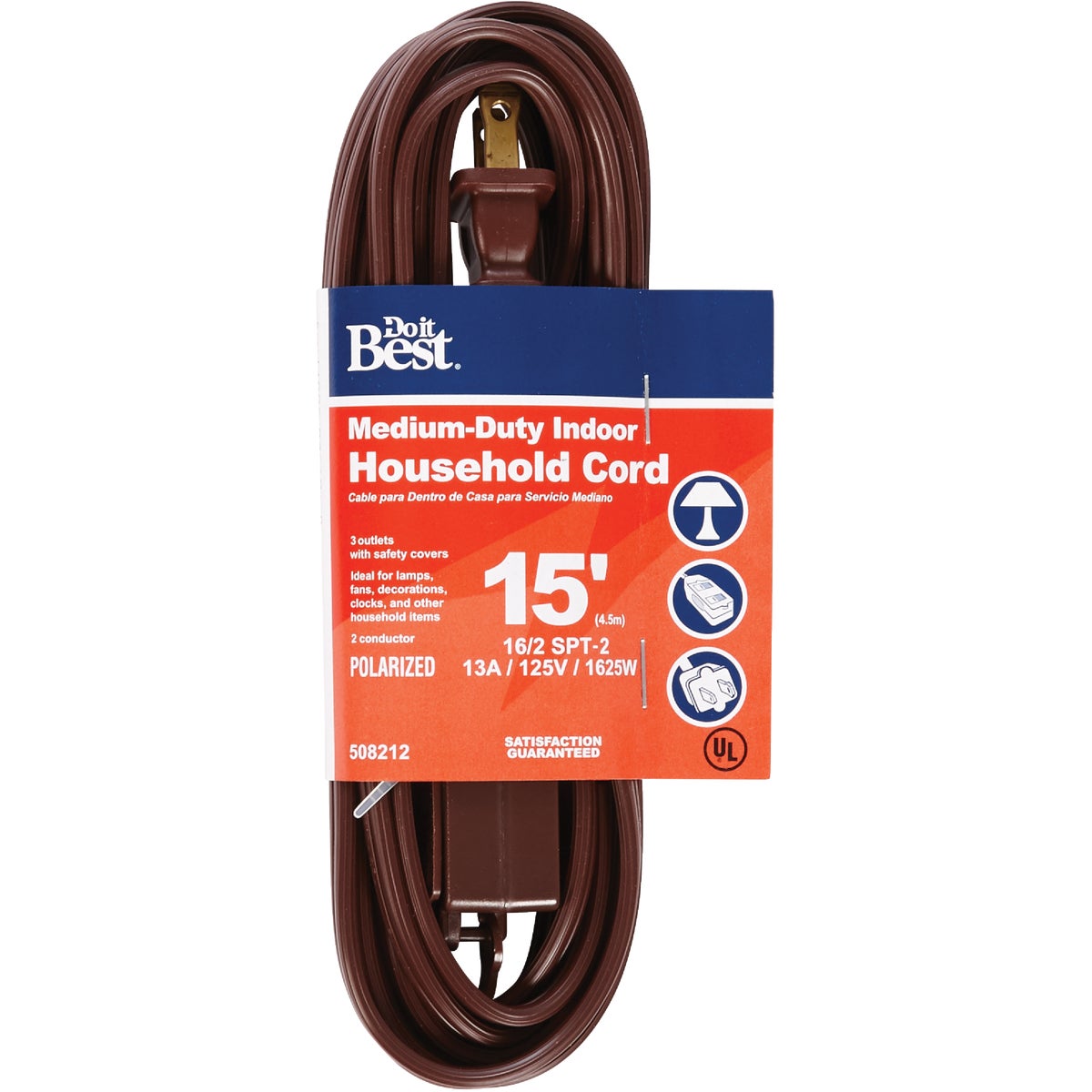 Master Electrician 15 Ft. 16/2 Brown Cube Tap Extension Cord