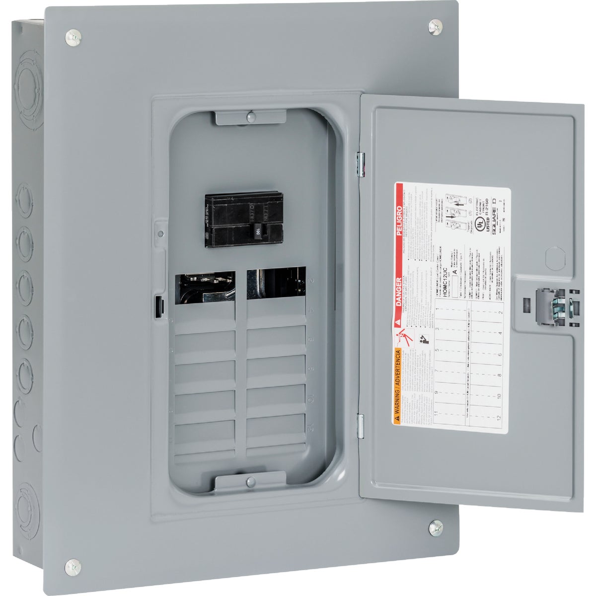 Square D Homeline 100A 12-Space 24-Circuit Indoor Main Breaker Plug-on Neutral Load Center Image 1