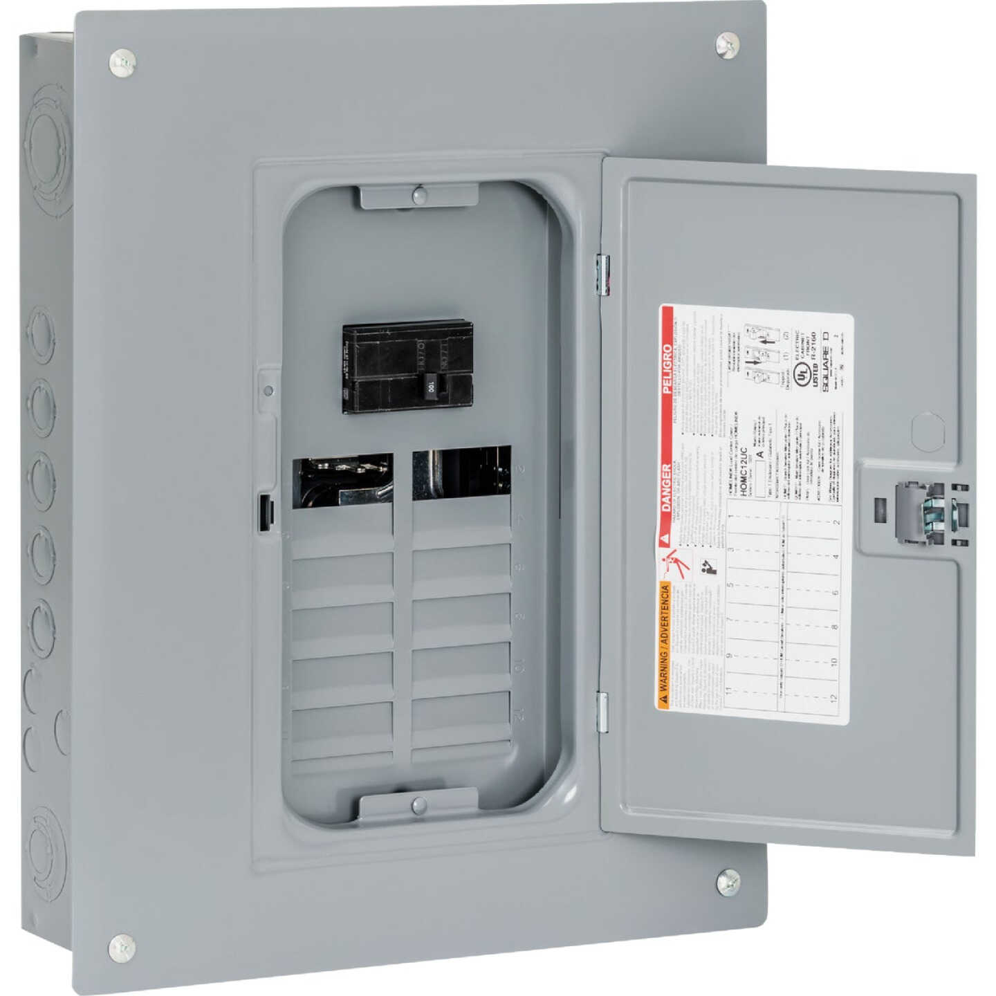Square D Homeline 100A 12-Space 24-Circuit Indoor Main Breaker Plug-on Neutral Load Center Image 1