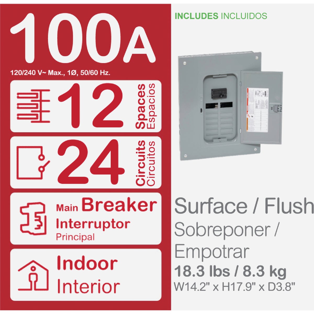 Square D Homeline 100A 12-Space 24-Circuit Indoor Main Breaker Plug-on Neutral Load Center Image 2