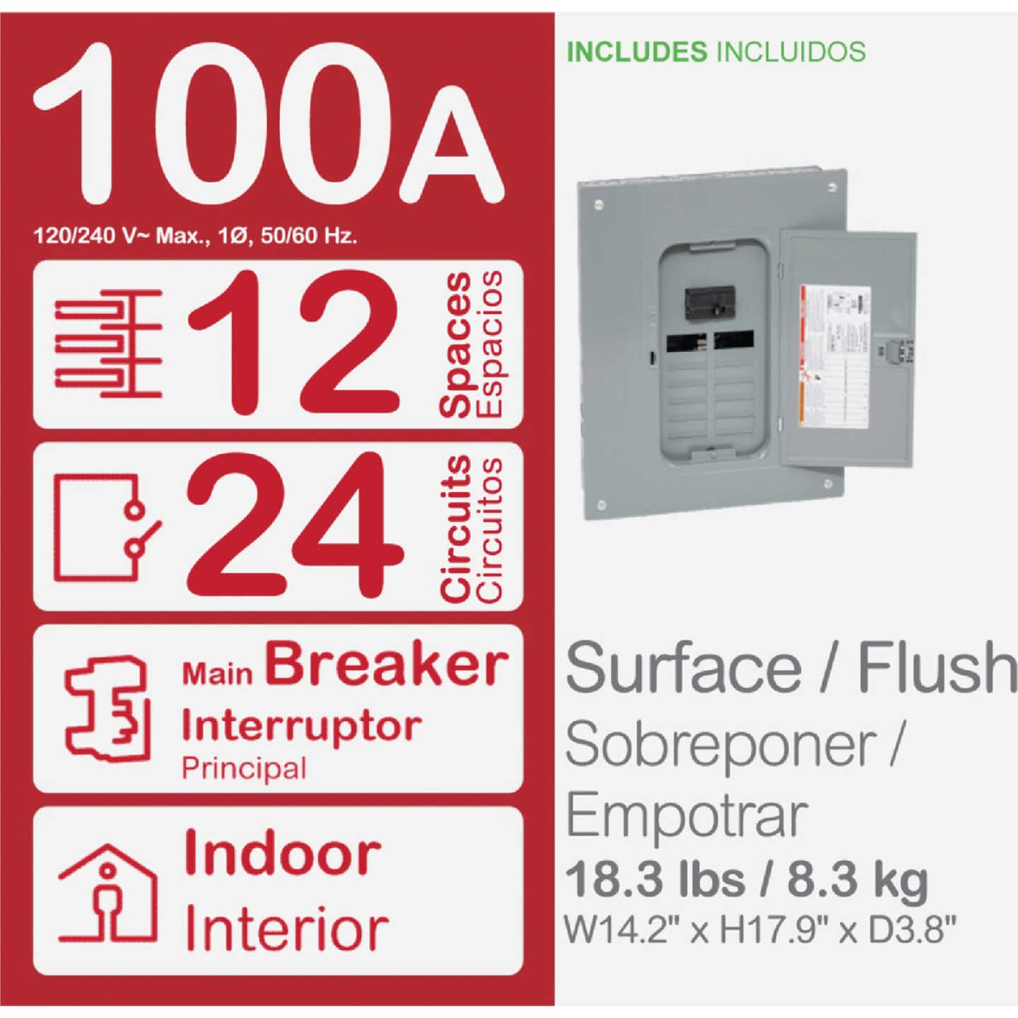 Square D Homeline 100A 12-Space 24-Circuit Indoor Main Breaker Plug-on Neutral Load Center Image 2
