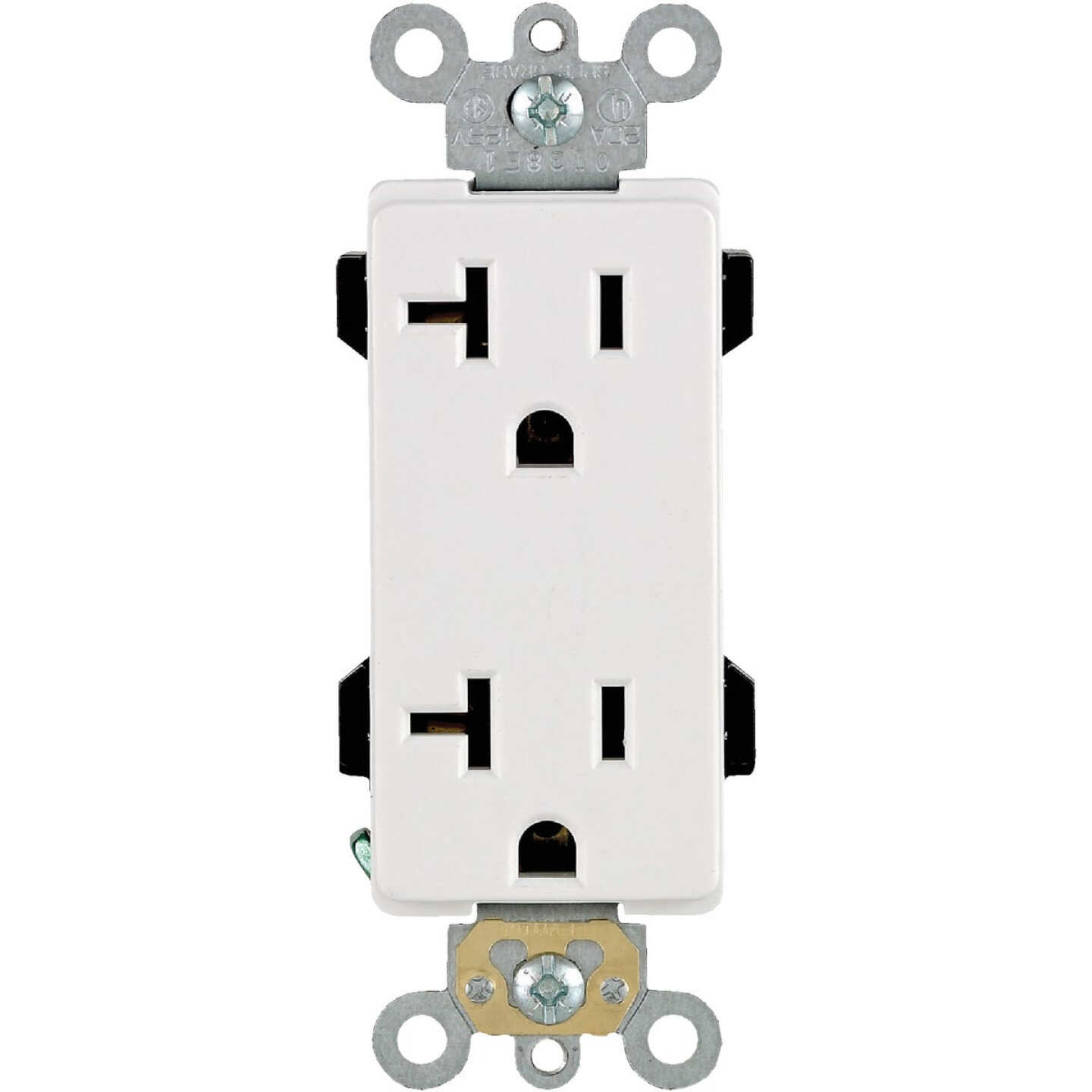 Leviton Decora Plus 20A White Residential Grade 5-20R Duplex Outlet Image 2