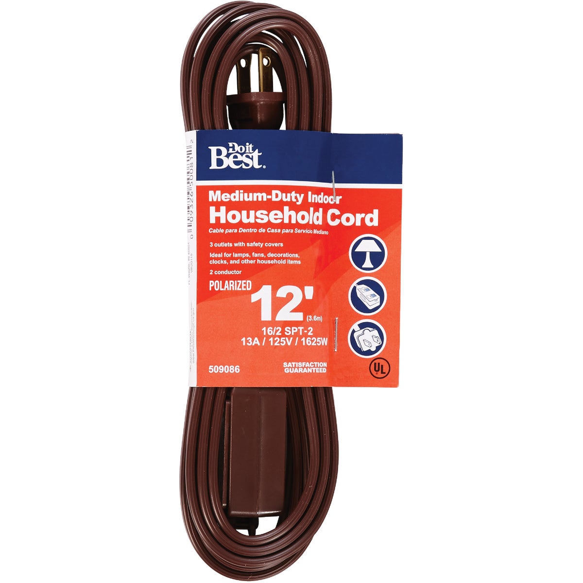 Master Electrician 12 Ft. 16/2 Brown Cube Tap Extension Cord