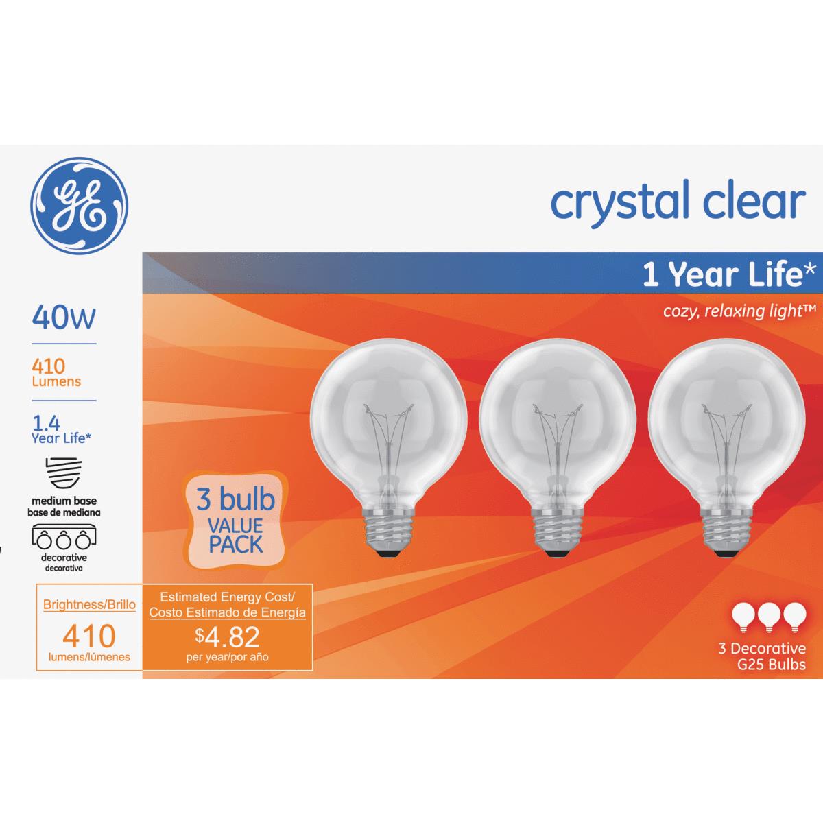 3PK 40W CLR G25 GLOBE