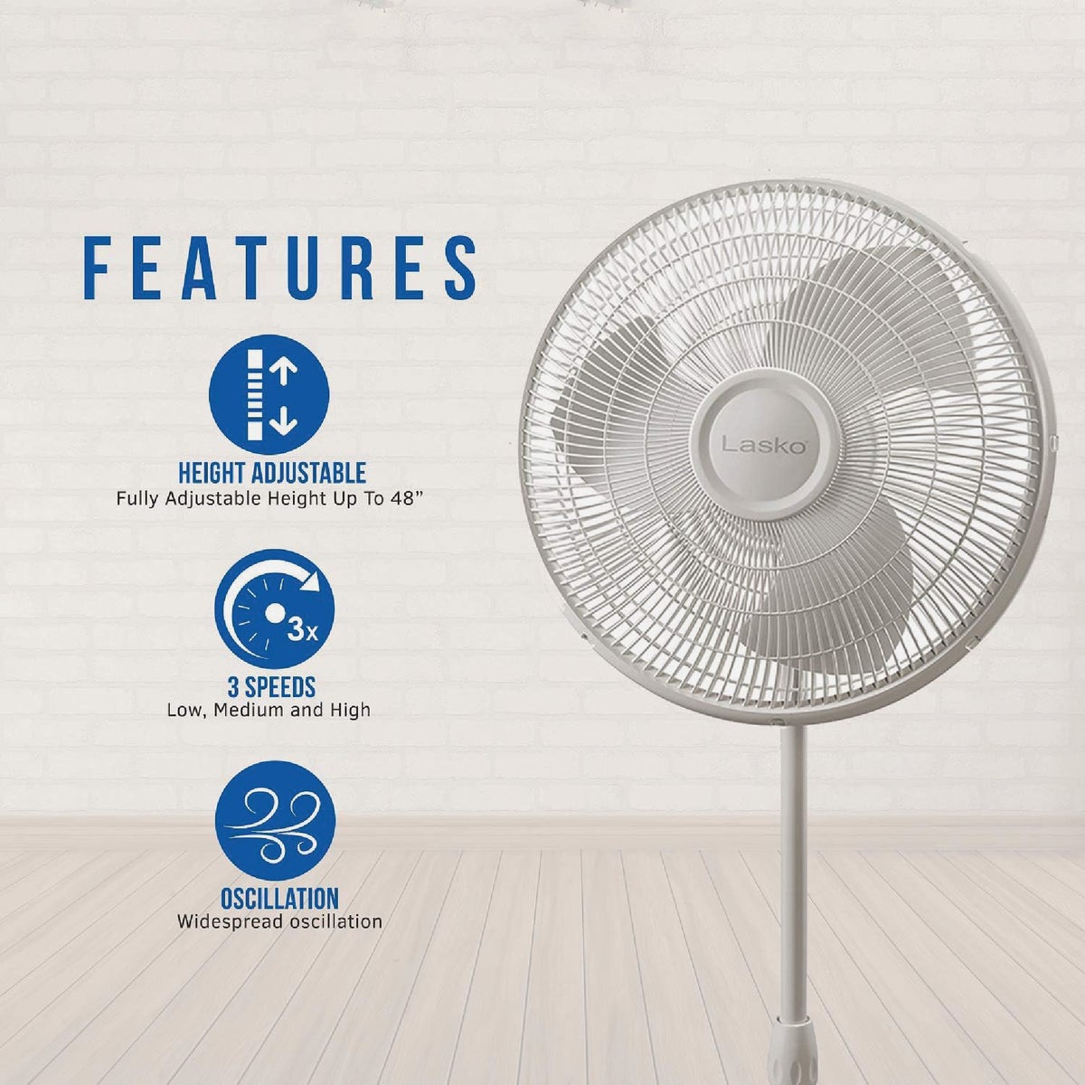 Lasko 16 In. White Pedestal Fan Image 2