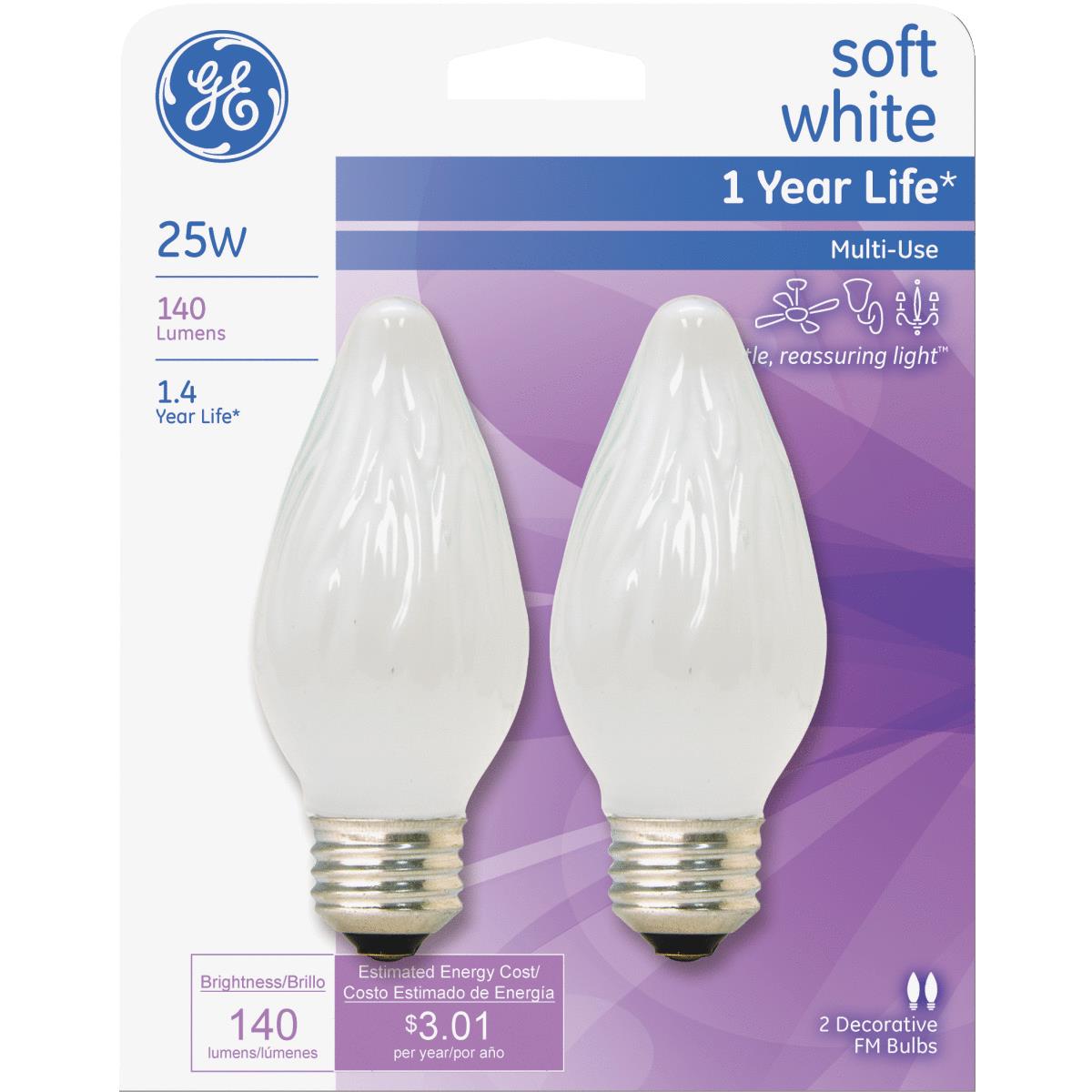 25W WHT MED FLAME BULB