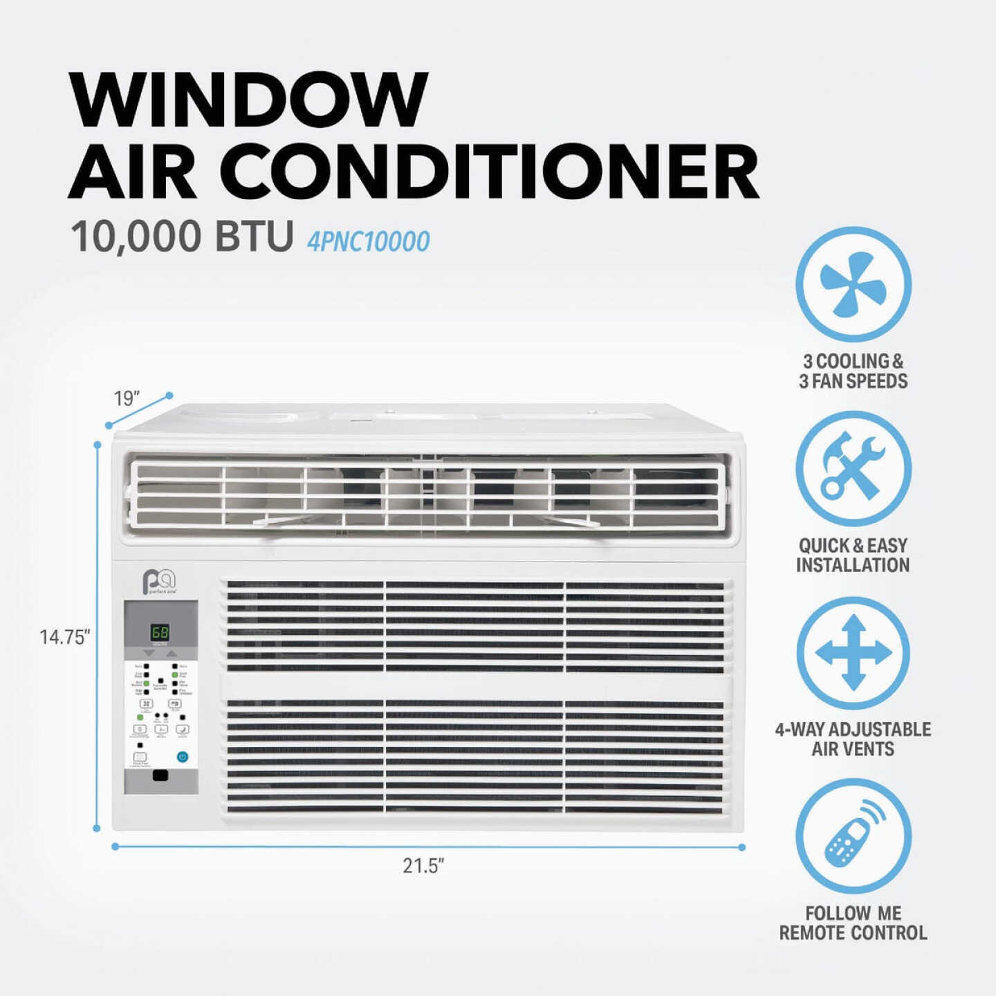 Perfect Aire 10,000 BTU 450 Sq. Ft. Window Air Conditioner with Remote Control Image 5