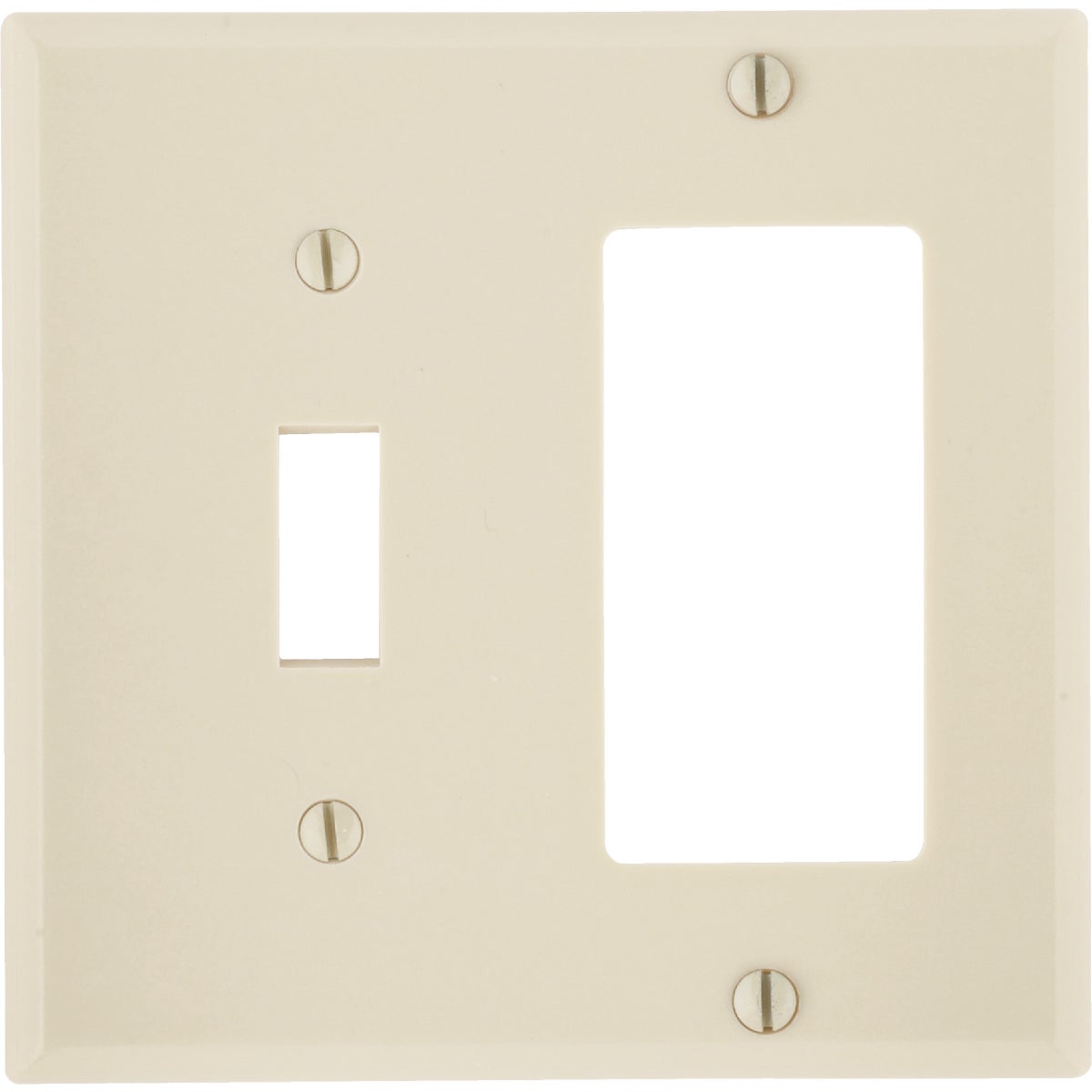 Leviton Decora 2-Gang Thermoset Single Toggle/Rocker Wall Plate, Ivory Image 1