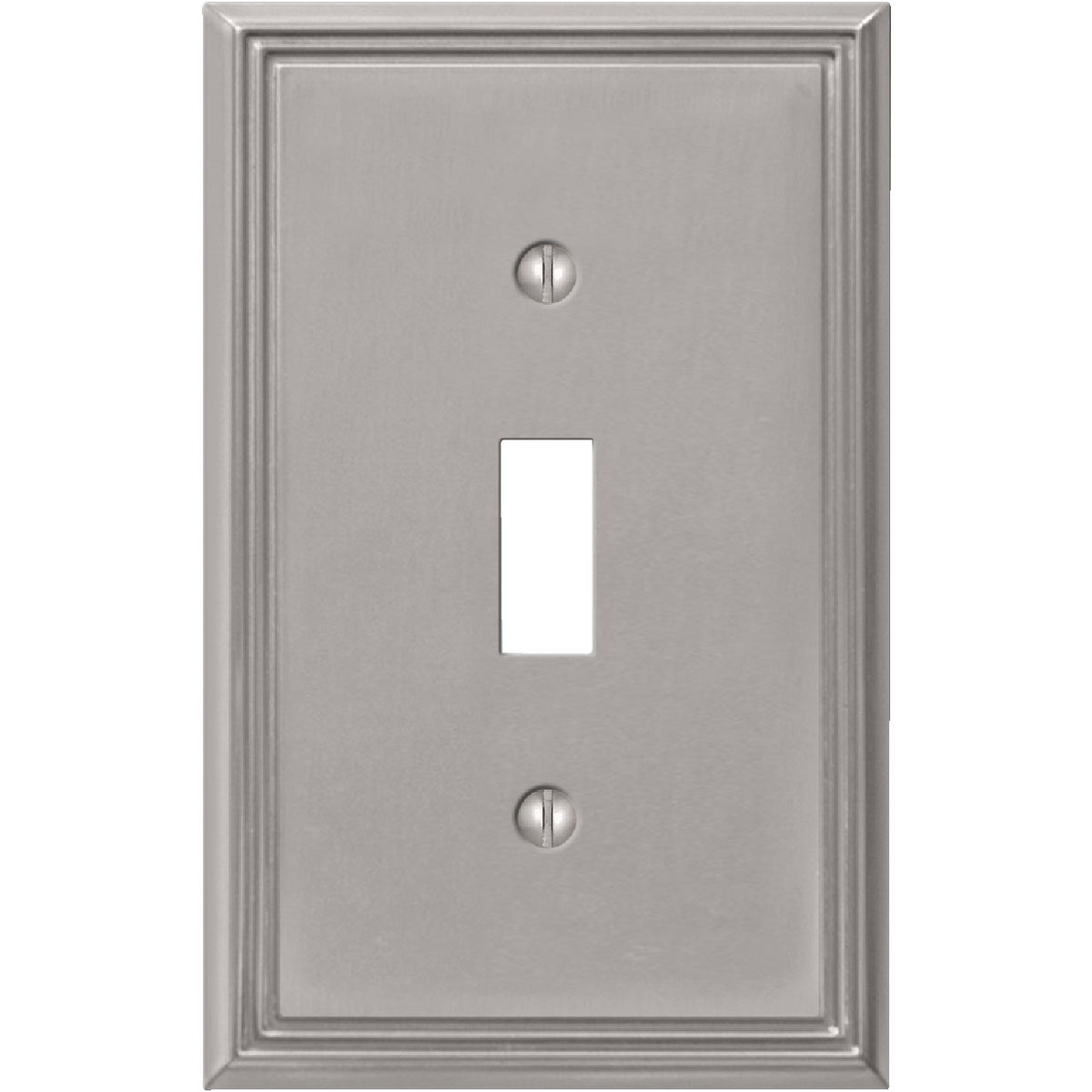 Amerelle Metro Line 1-Gang Cast Metal Toggle Switch Wall Plate, Brushed Nickel Image 1