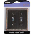 Amerelle Imperial Bead 2-Gang Cast Metal Toggle Switch Wall Plate, Aged Bronze Image 2