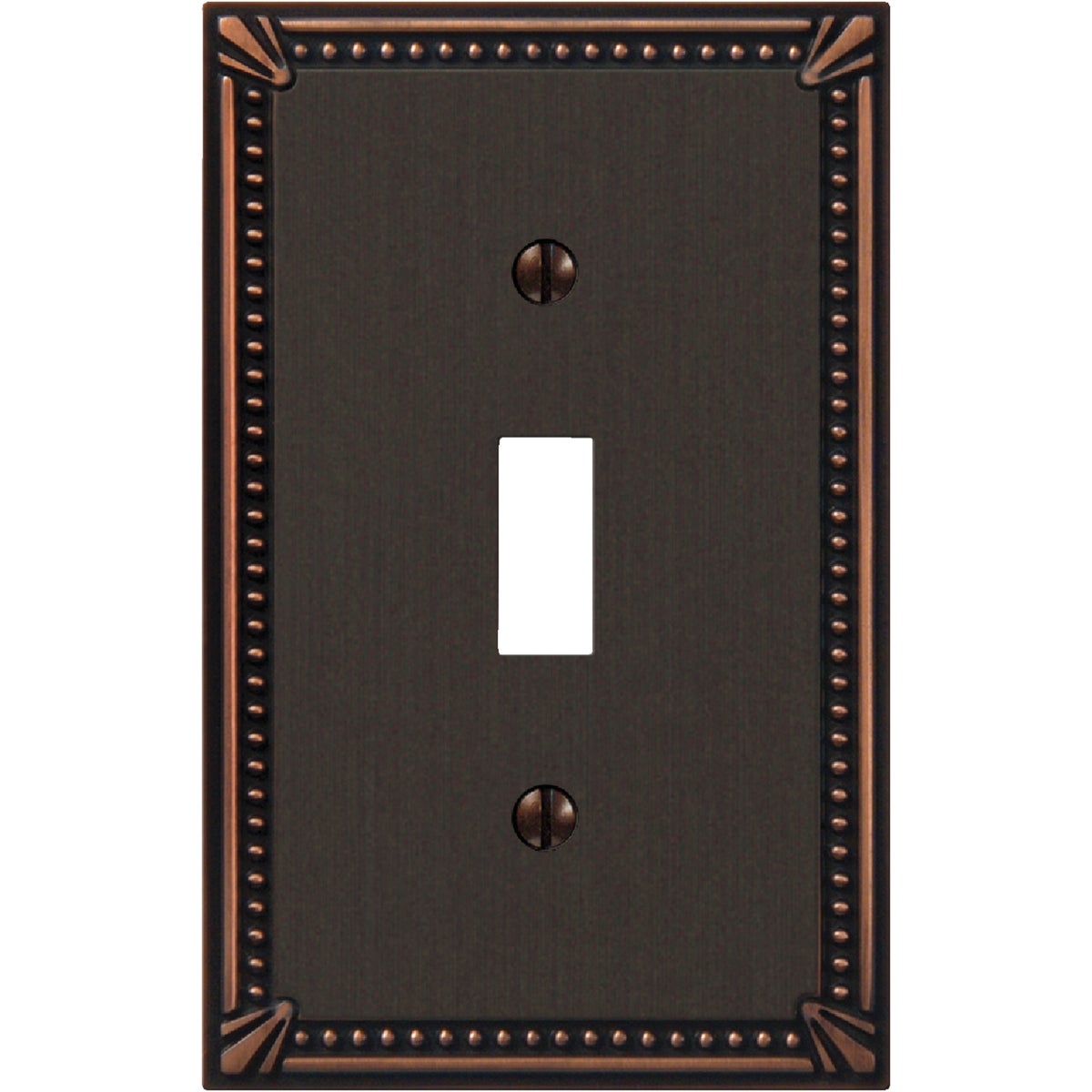 Amerelle Imperial Bead 1-GangCast Metal Toggle Switch Wall Plate, Aged Bronze Image 1
