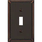 Amerelle Imperial Bead 1-GangCast Metal Toggle Switch Wall Plate, Aged Bronze Image 1