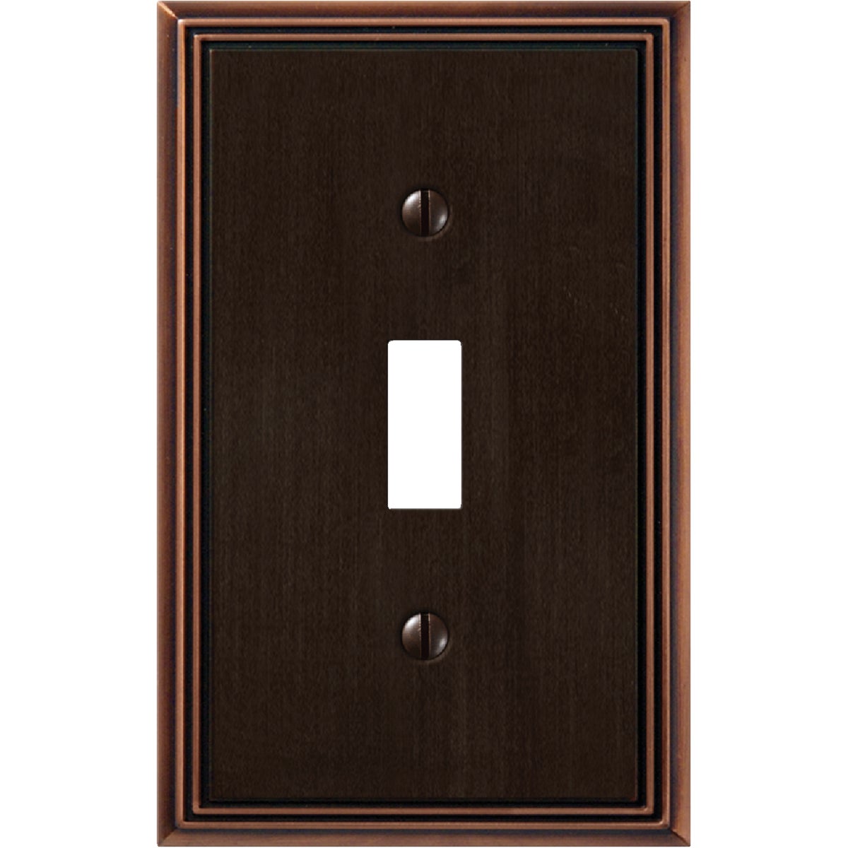 Amerelle Metro Line 1-Gang Cast Metal Toggle Switch Wall Plate, Aged Bronze Image 1
