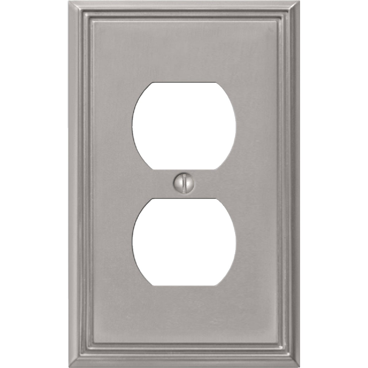 Amerelle Metro Line 1-Gang Cast Metal Outlet Wall Plate, Brushed Nickel Image 1