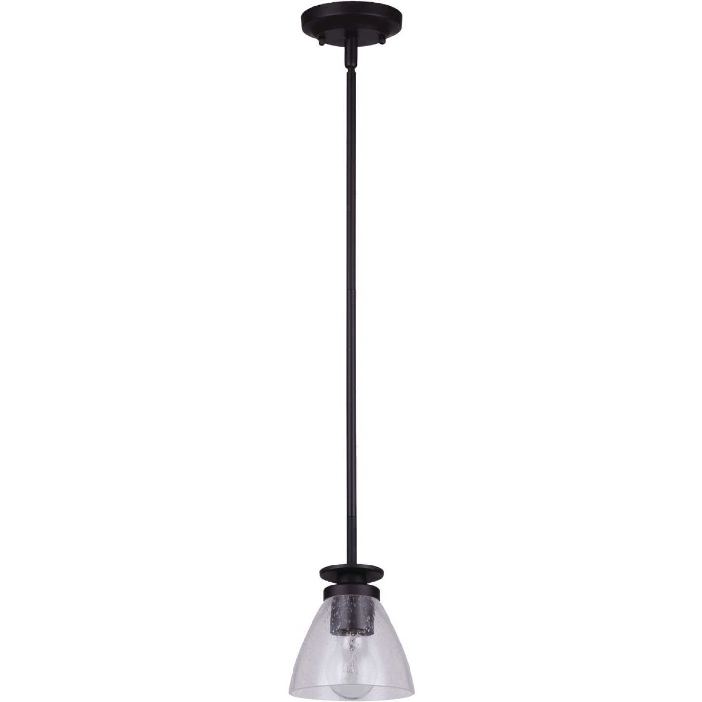 Home Impressions 1-Bulb Oil Rubbed Bronze Incandescent Pendant Light Fixture, Seeded Glass Image 1