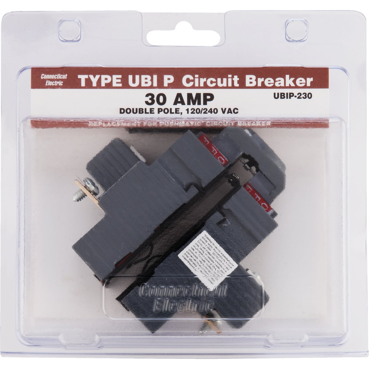 Connecticut Electric 30A Double-Pole Standard Trip Packaged Replacement Circuit Breaker For Pushmatic Image 2