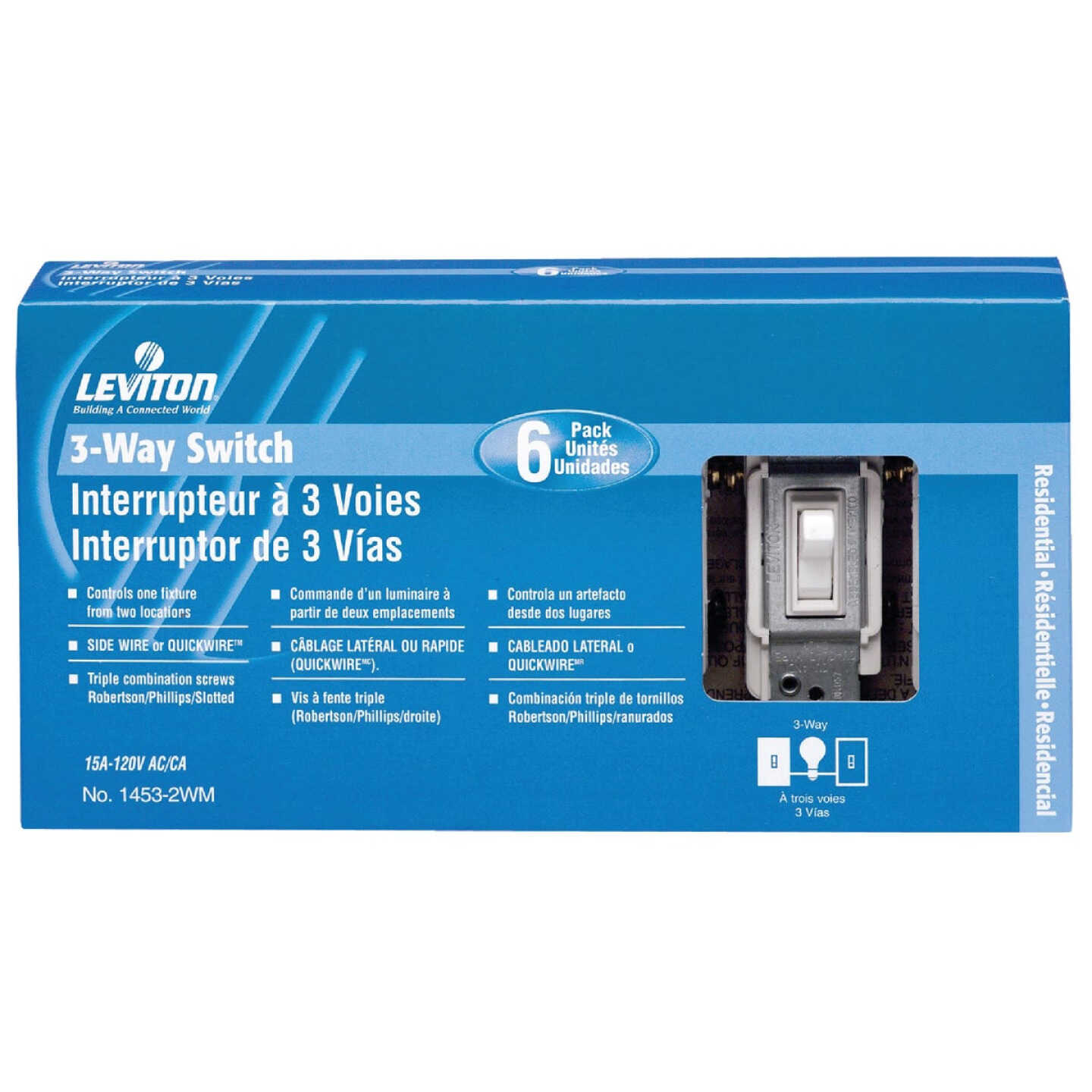 Leviton Toggle White 15A 3-Way Switch (6-Pack) Image 1