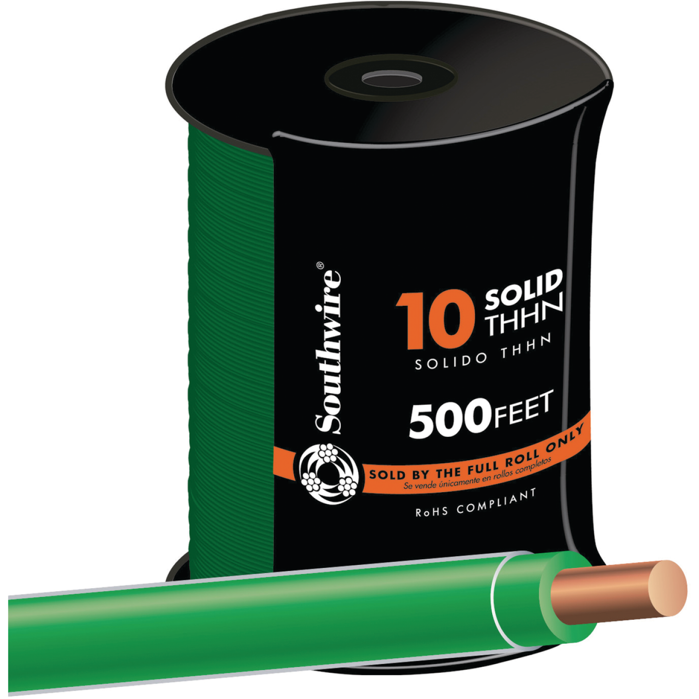 Southwire 500 Ft. 10 AWG Solid Green THHN Electrical Wire Image 1
