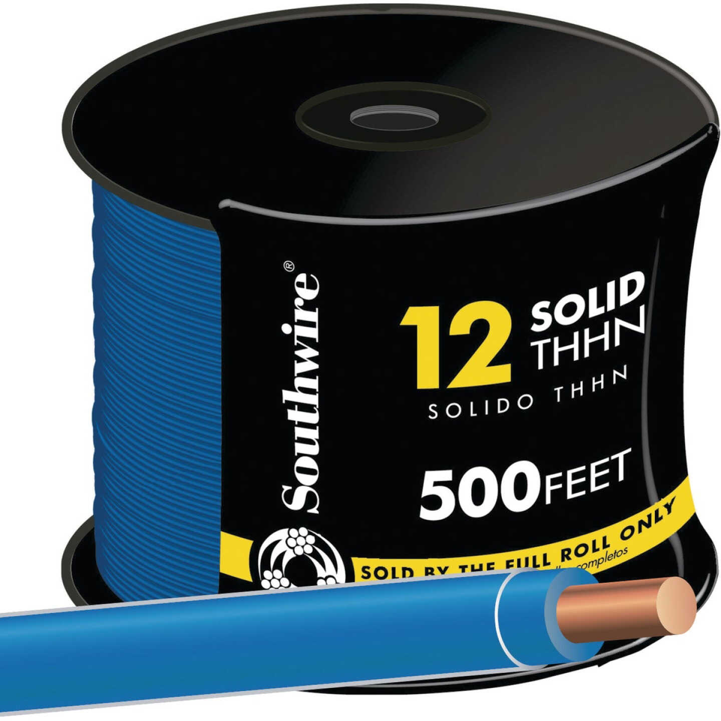 Southwire 500 Ft. 12 AWG Solid Blue THHN Electrical Wire Image 1