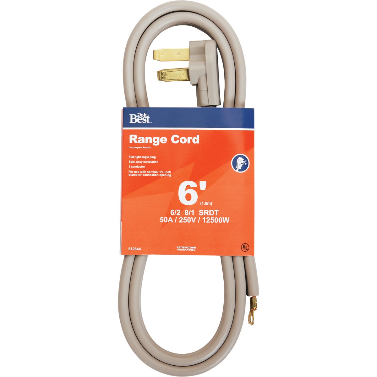 Master Electrician 6 Ft. 6/2 + 8/1 Ga. 3-Conductor Range Cord