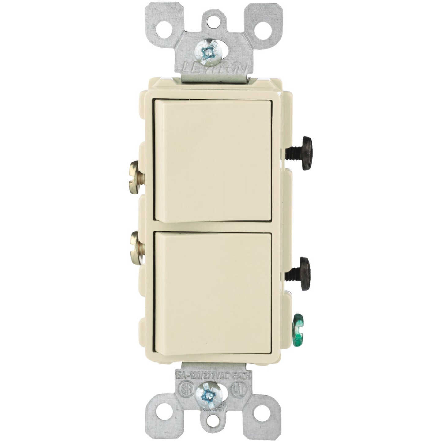 Leviton Single Pole Ivory 15A Duplex Switch Image 1