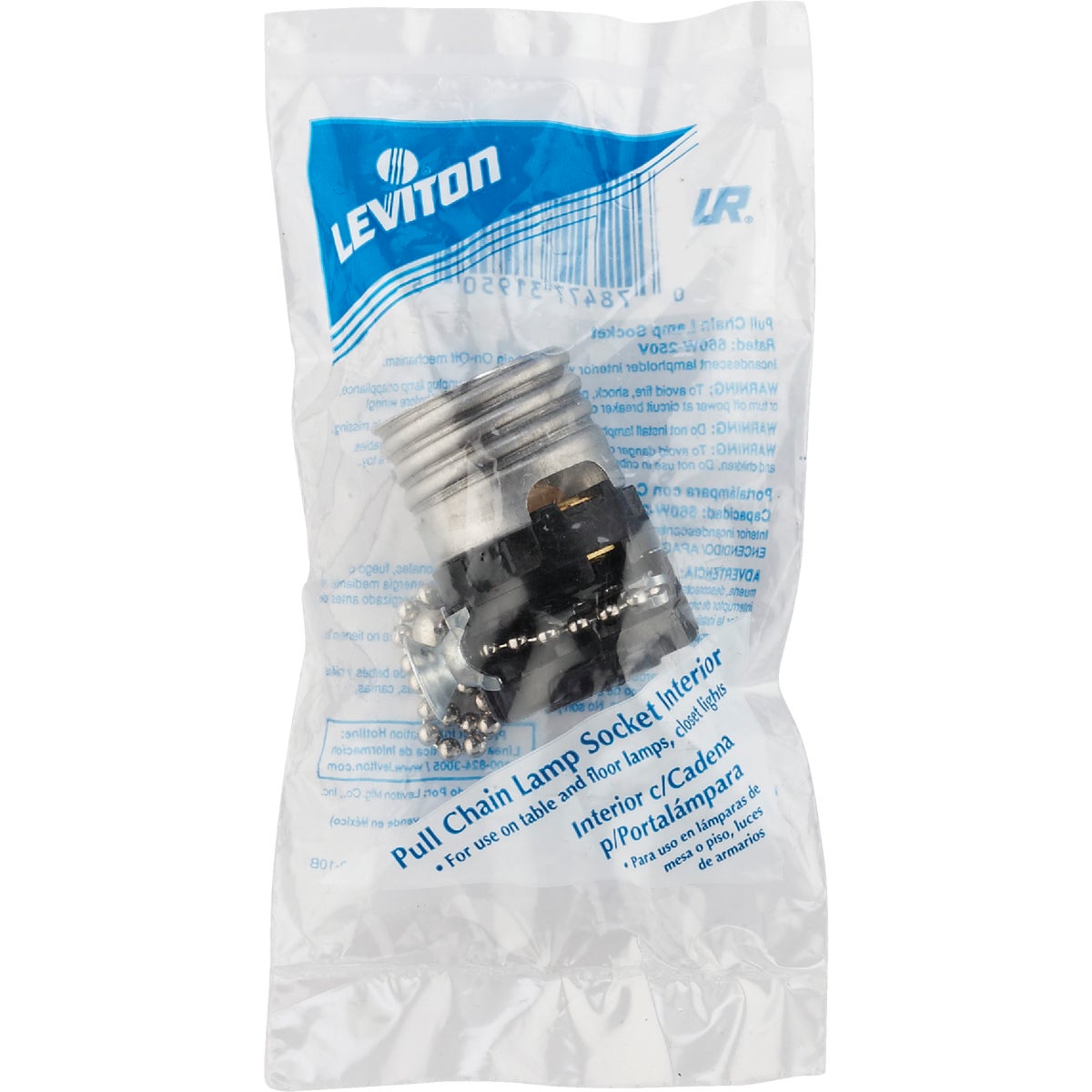 Leviton Pull Chain Medium Base Black Interior Lamp Socket Image 2