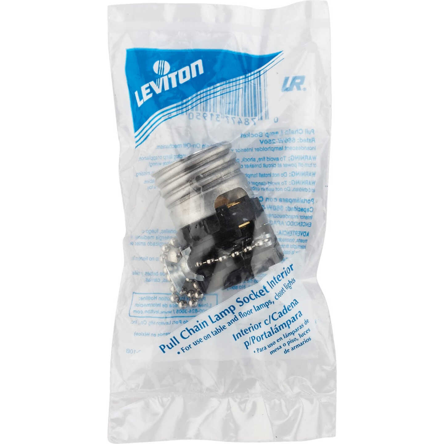 Leviton Pull Chain Medium Base Black Interior Lamp Socket Image 2