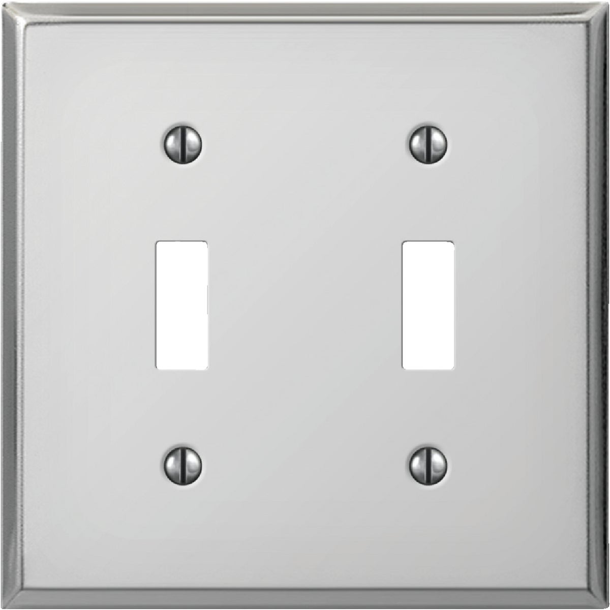 Amerelle PRO 2-Gang Stamped Steel Toggle Switch Wall Plate, Polished Chrome Image 1