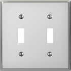 Amerelle PRO 2-Gang Stamped Steel Toggle Switch Wall Plate, Polished Chrome Image 1