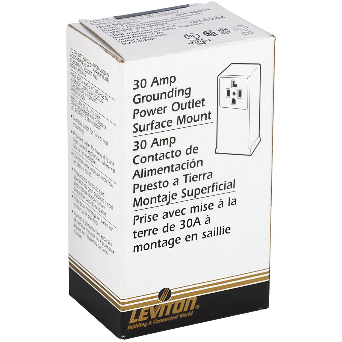 Leviton 30A Surface Mount Black 14-30R 4-Wire Dryer Power Outlet Image 3