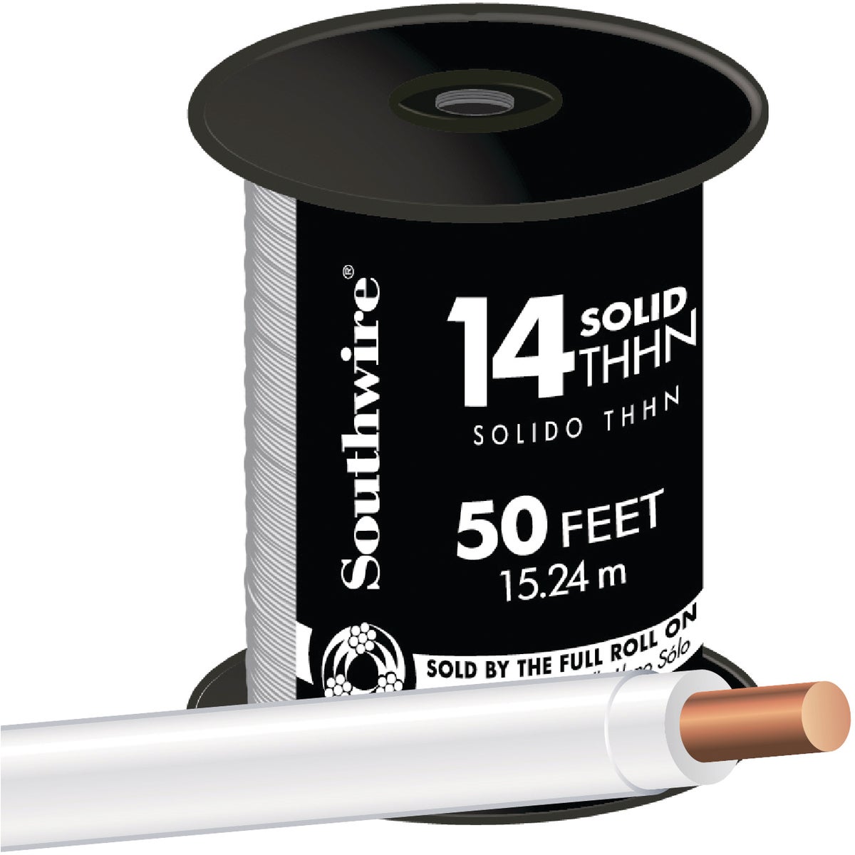 Southwire 50 Ft. 14 AWG Solid White THHN Electrical Wire Image 1