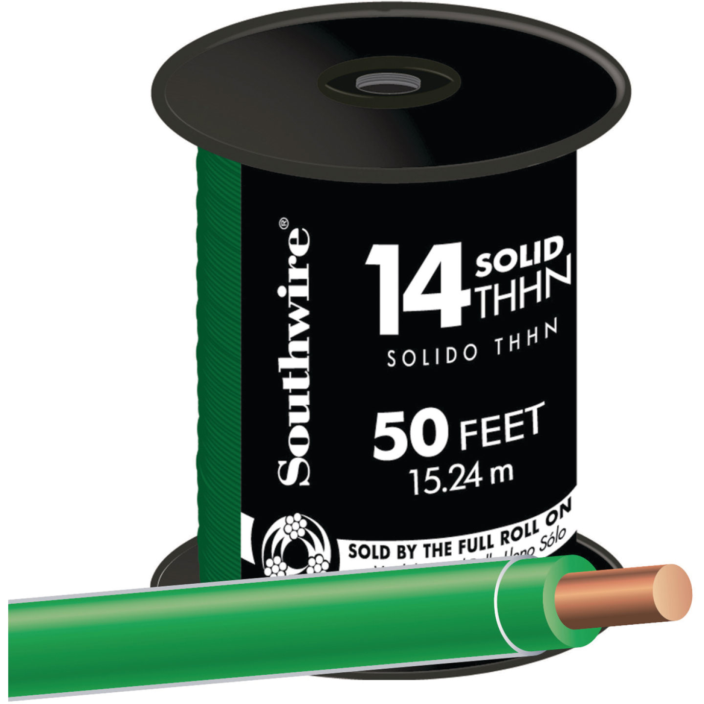 Southwire 50 Ft. 14 AWG Solid Green THHN Electrical Wire Image 1
