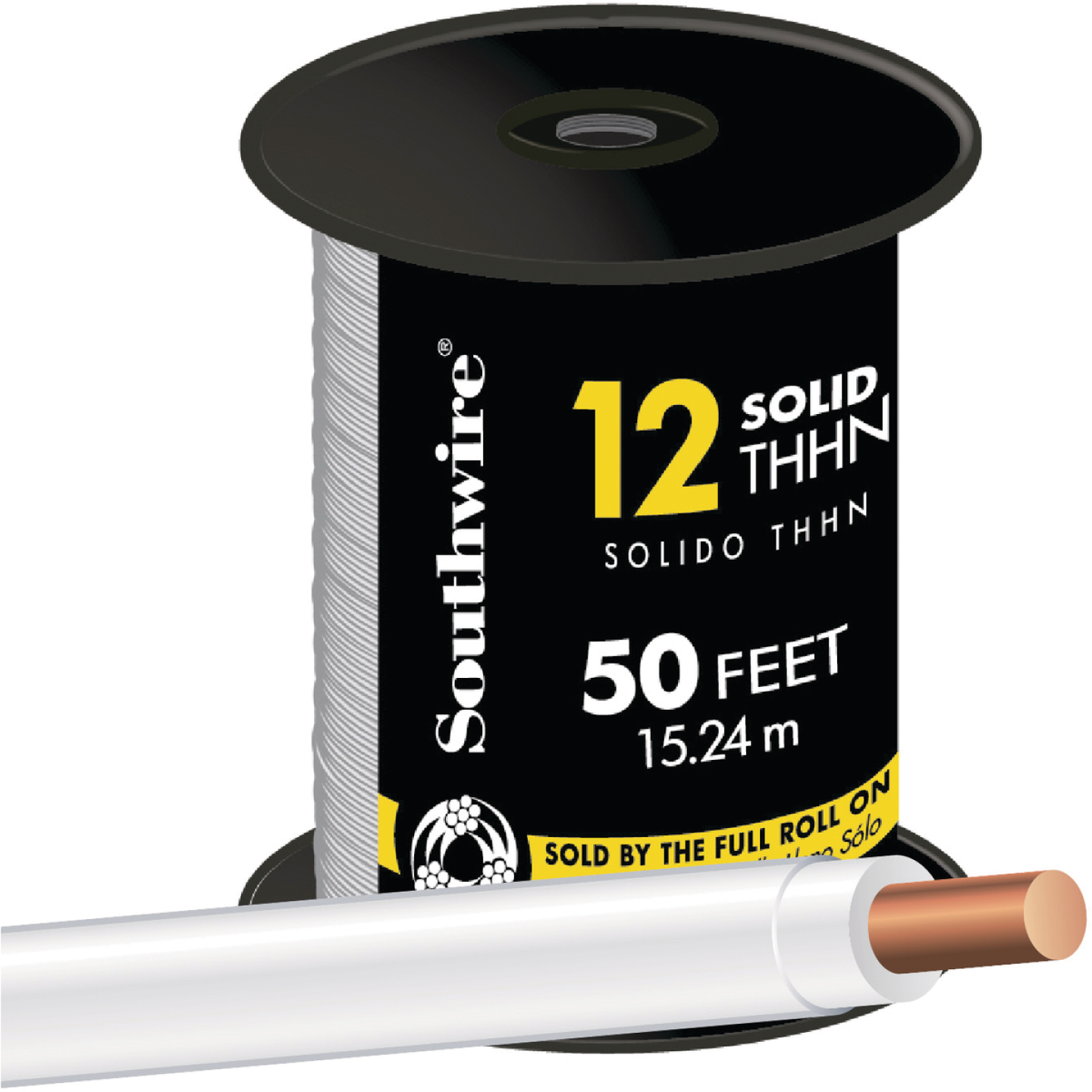 Southwire 50 Ft. 12 AWG Solid White THHN Electrical Wire Image 1