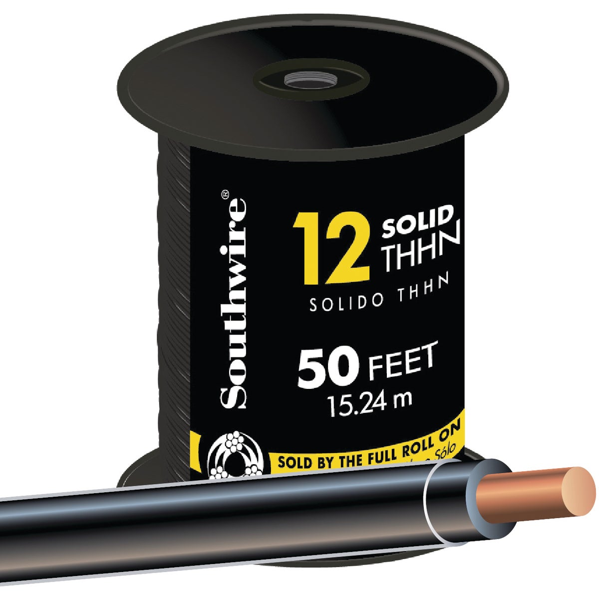 Southwire 50 Ft. 12 AWG Solid Black THHN Electrical Wire Image 1
