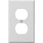 Amerelle PRO 1-Gang Stamped Steel Outlet Wall Plate, White Wrinkle Image 1