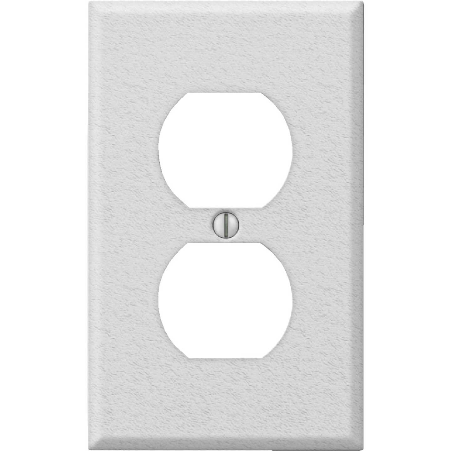 Amerelle PRO 1-Gang Stamped Steel Outlet Wall Plate, White Wrinkle Image 1