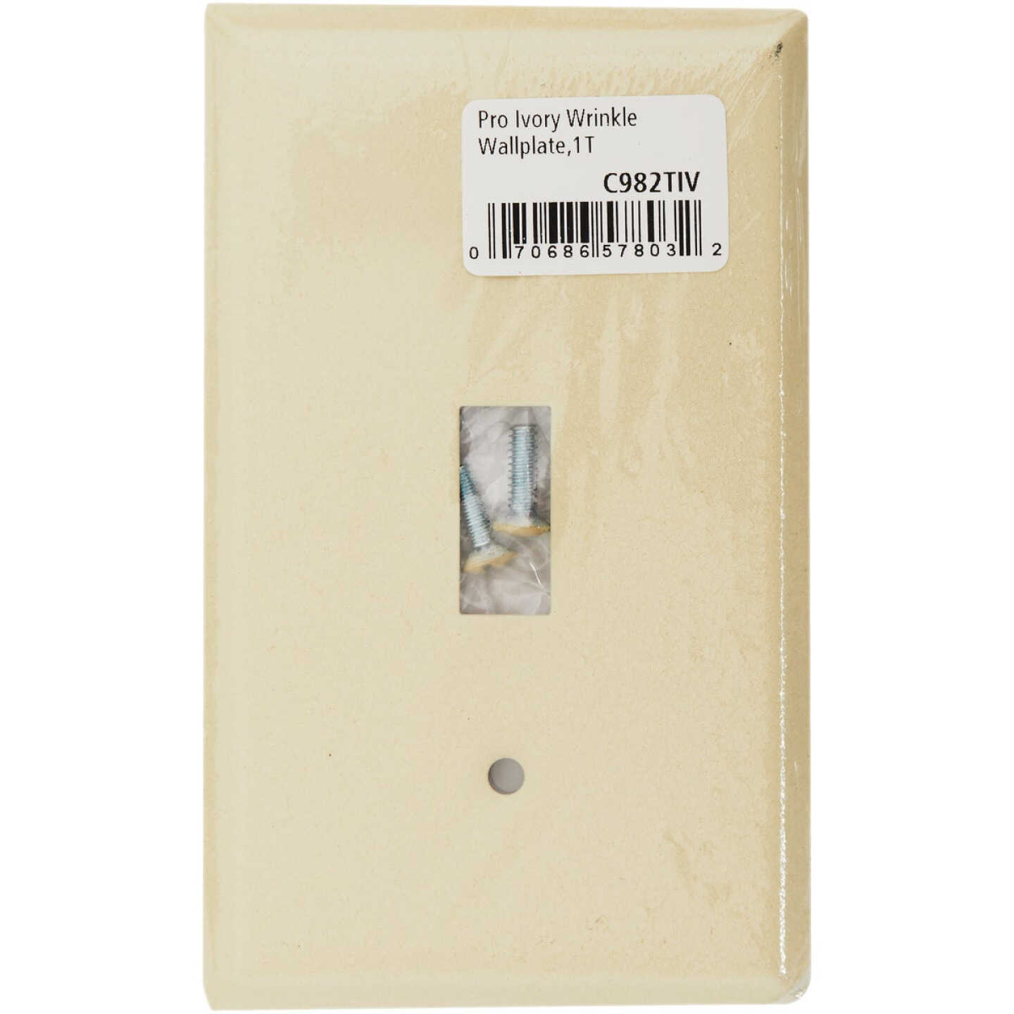 Amerelle PRO 1-Gang Stamped Steel Toggle Switch Wall Plate, Ivory Wrinkle Image 2