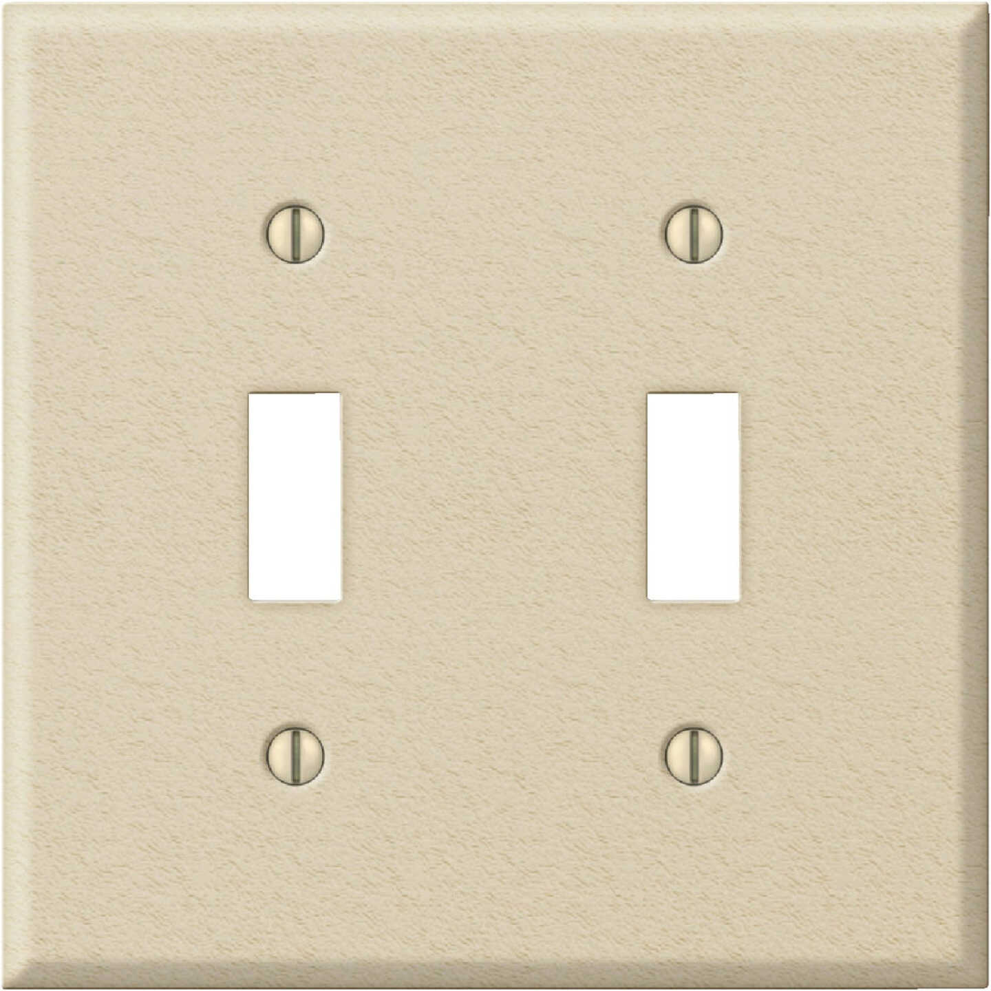 Amerelle PRO 2-Gang Stamped Steel Toggle Switch Wall Plate, Ivory Wrinkle Image 1