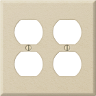 Amerelle PRO 2-Gang Stamped Steel Outlet Wall Plate, Ivory Wrinkle Image 1